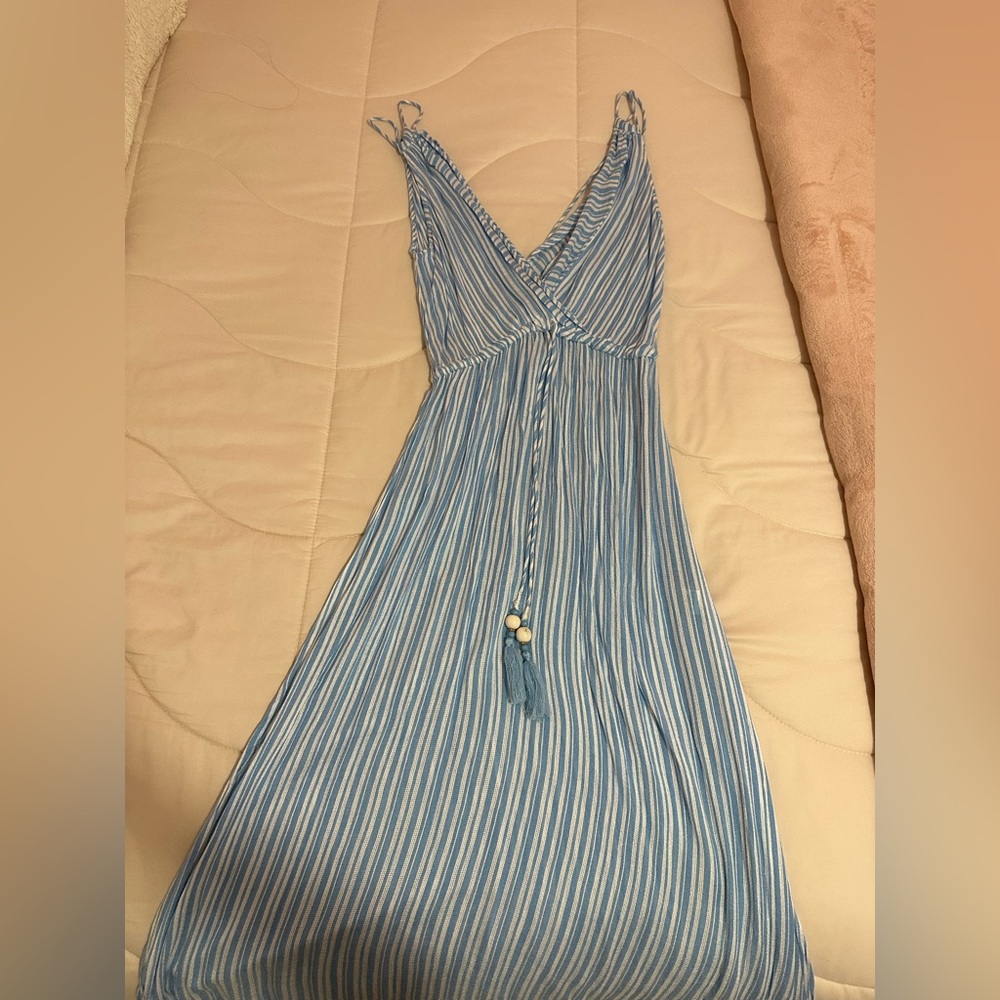 Blue white striped beach cover up dress